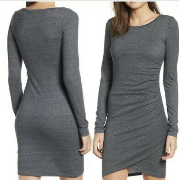 grey ruched bodycon dress